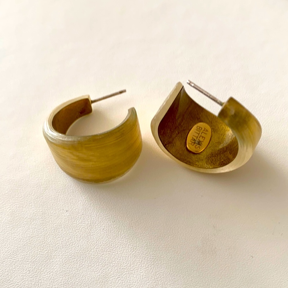 Alexis Bittar gold lucite wide hoop earrings